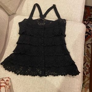 Azelhazelhazelhazel black crocheted‎ top (S) EUC